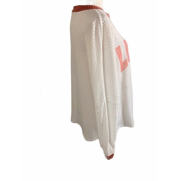 PHIL LOVE RINGER TOP MEDIUM WHITE ORANGE THERMAL - Picture 3 of 9
